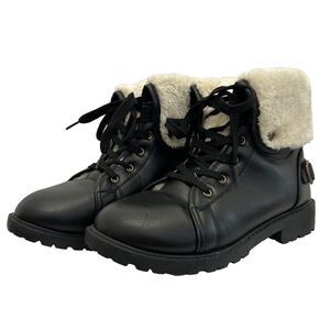 Olivia Miller Women’s Winter Boots shoes Color Black Size 7 Faux Fur Combat  Lac